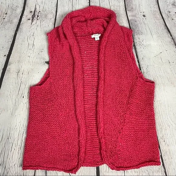 J.JILL Pure Jill coral red knit cotton vest size M - Picture 11 of 12